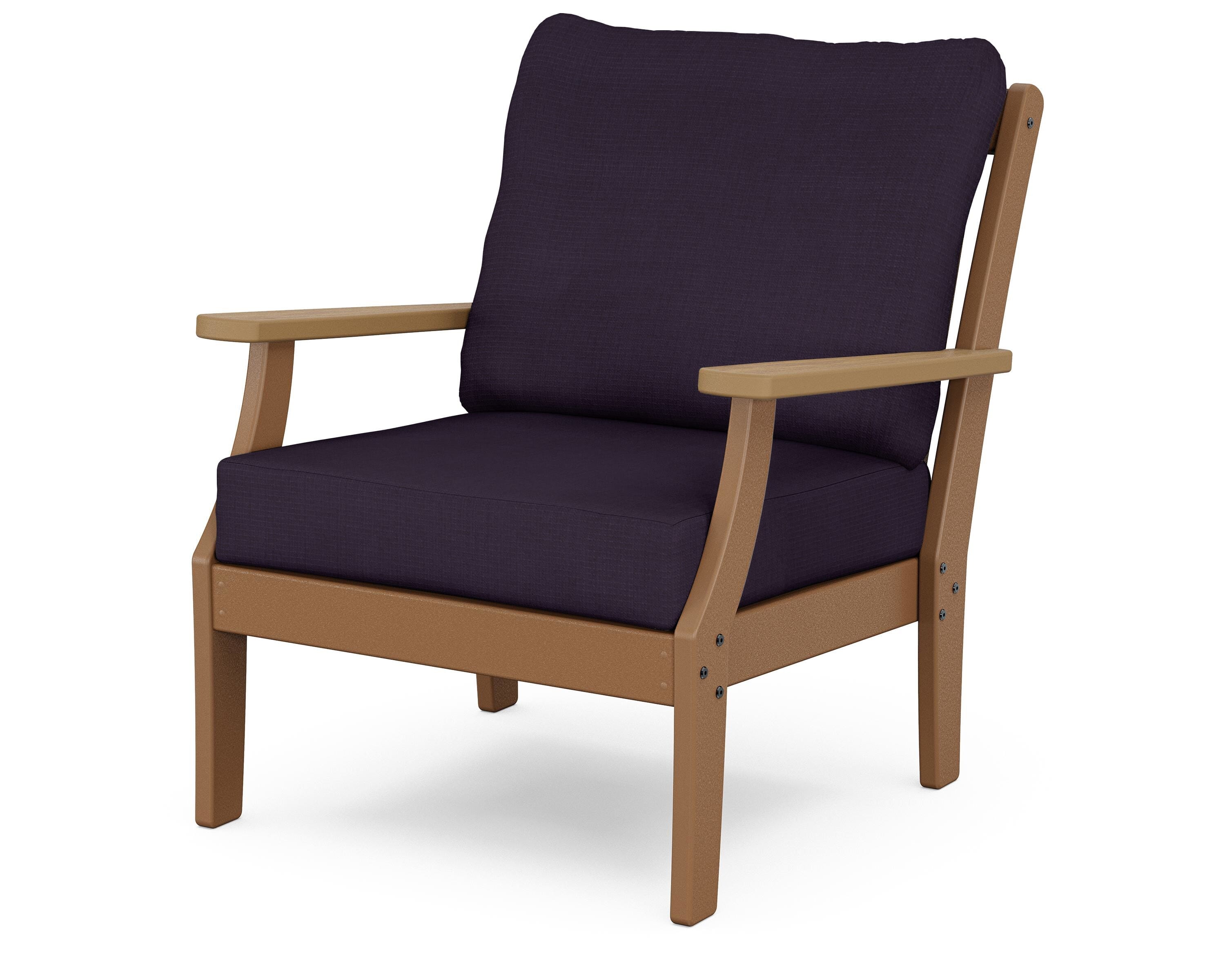 POLYWOOD® Braxton Deep Seating Chair in Teak / Natural / Navy Linen