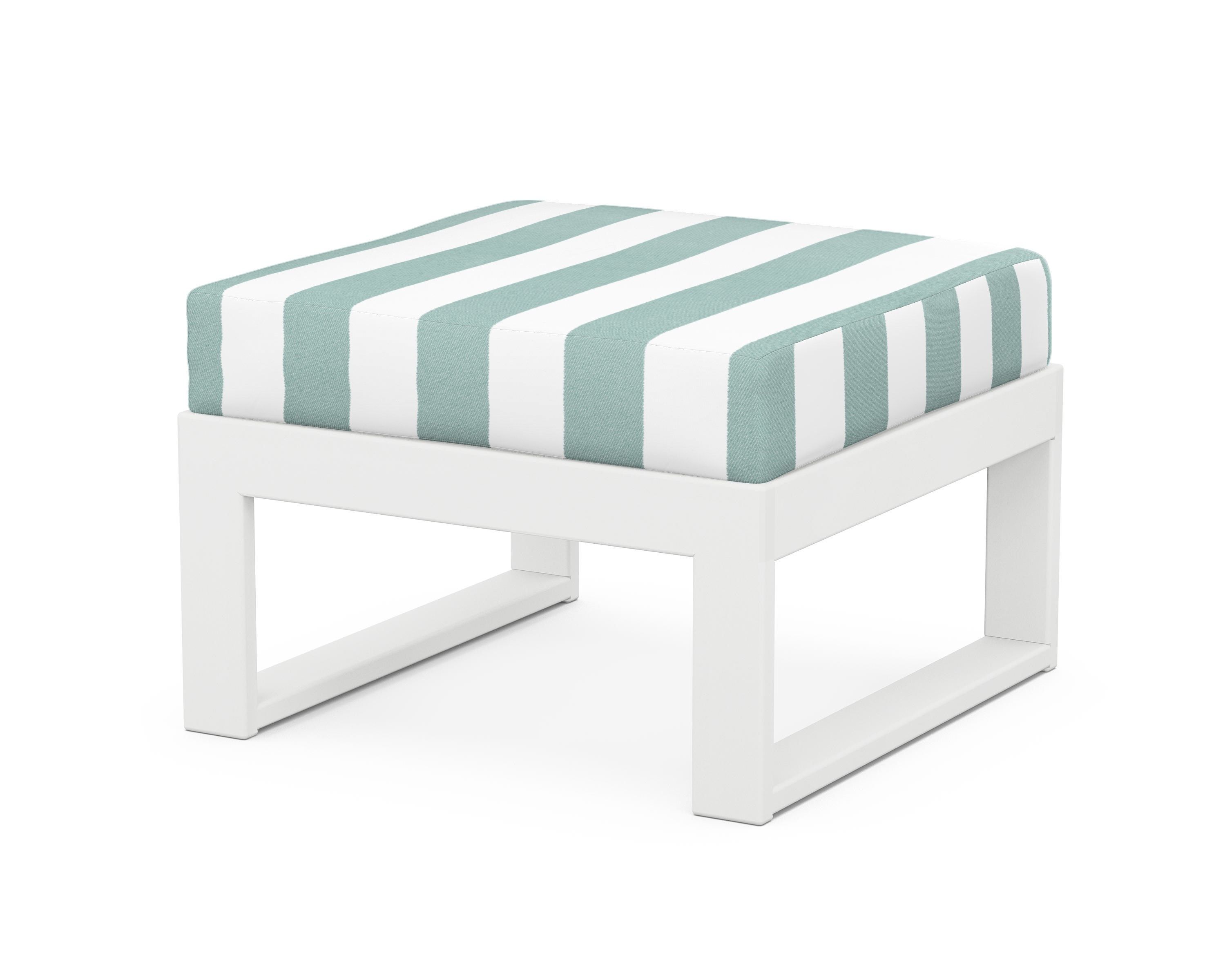 Unbranded Modular Ottoman - Modern in White / Cabana Stripe Glacier Spa