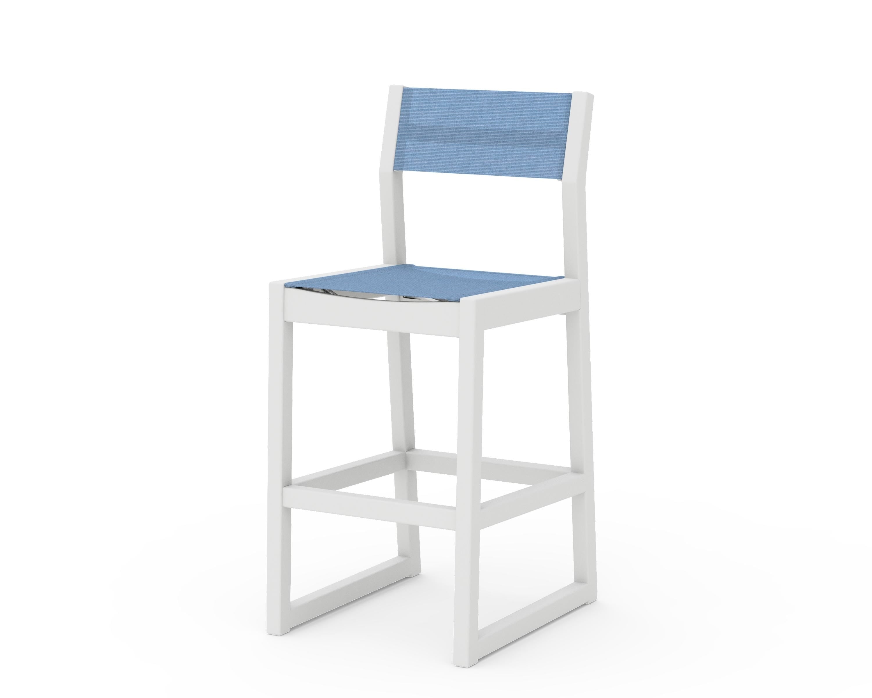 POLYWOOD® EDGE Sling Bar Side Chair in White / Poolside Sling