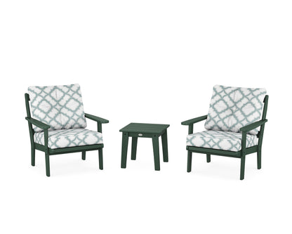 POLYWOOD® Mission 3-Piece Deep Seating Set in Green / Trellis Glacier Spa