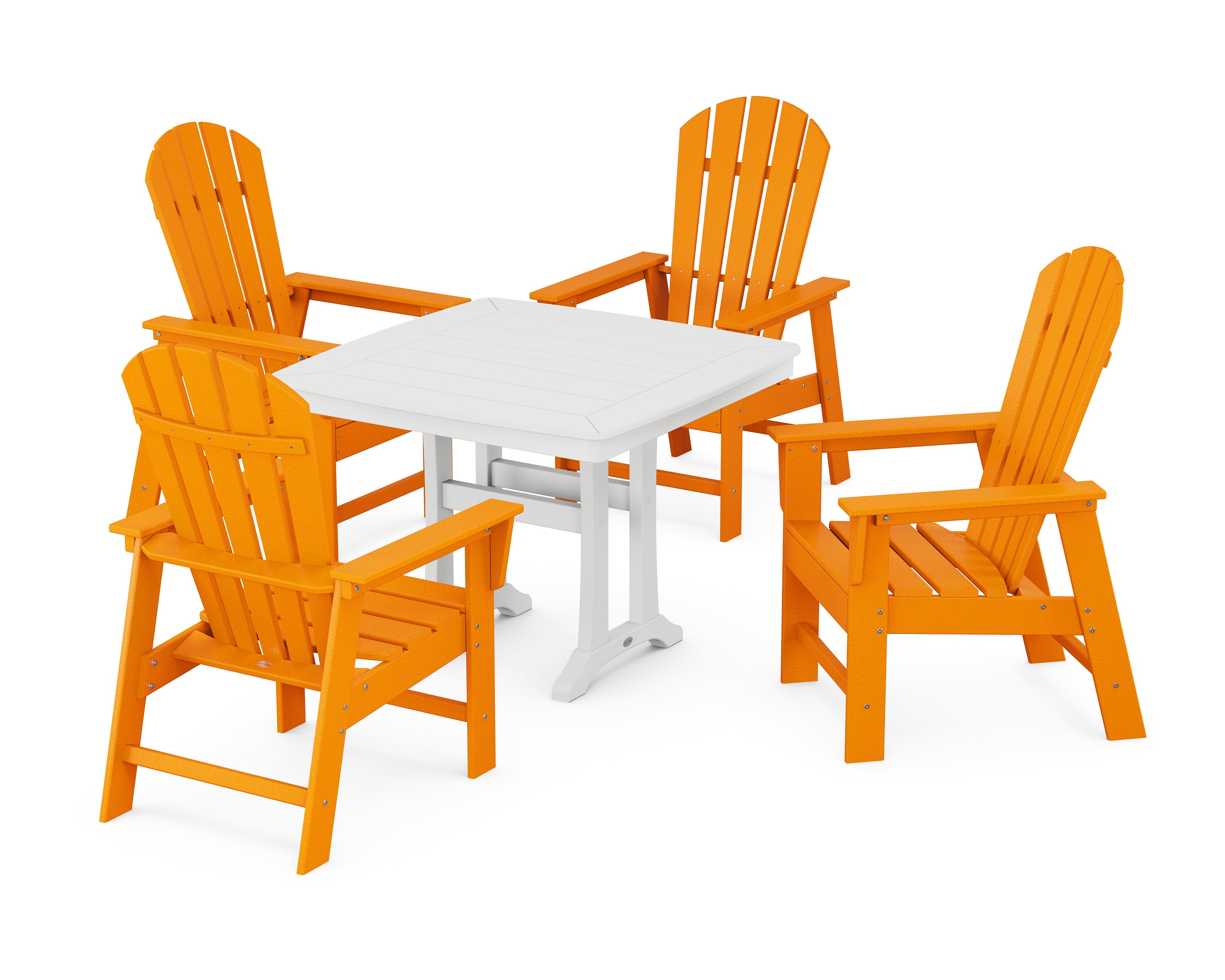POLYWOOD® South Beach 5-Piece Dining Set with Trestle Legs in Tangerine / White