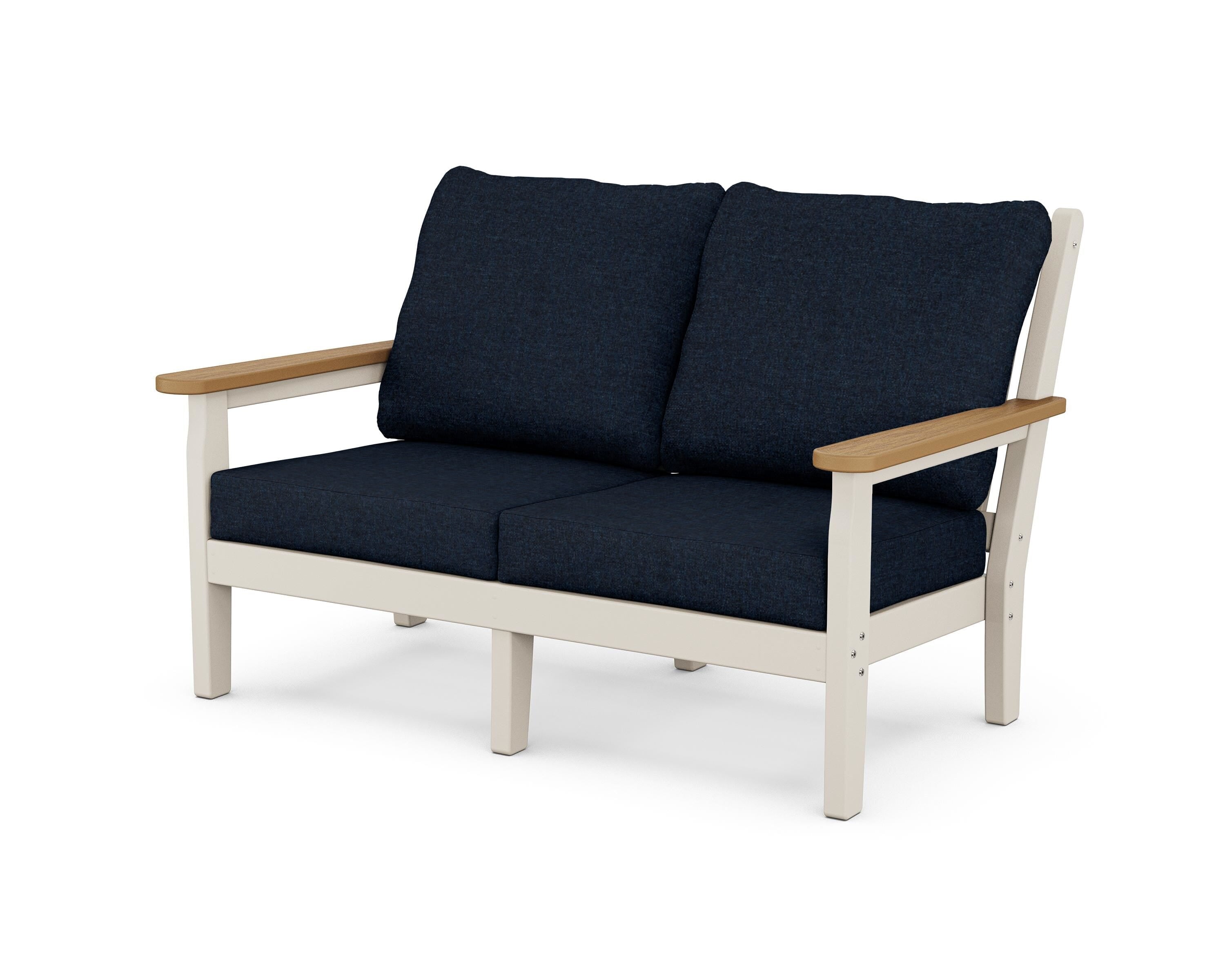 POLYWOOD® Chippendale Deep Seating Loveseat in Sand / Natural / Marine Indigo