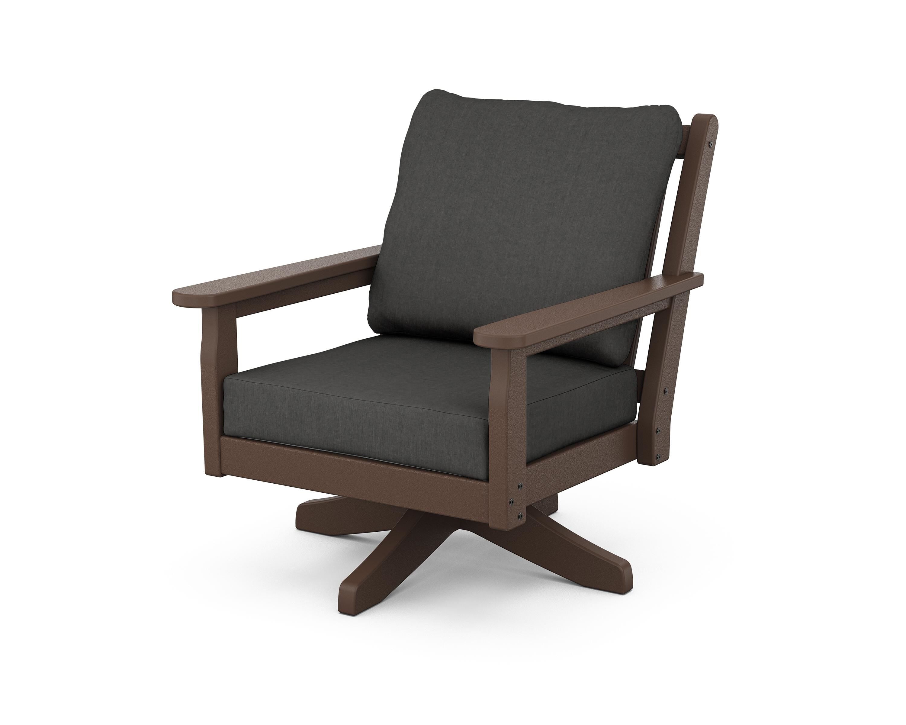 POLYWOOD® Chippendale Deep Seating Swivel Chair in Mahogany / Spectrum Carbon