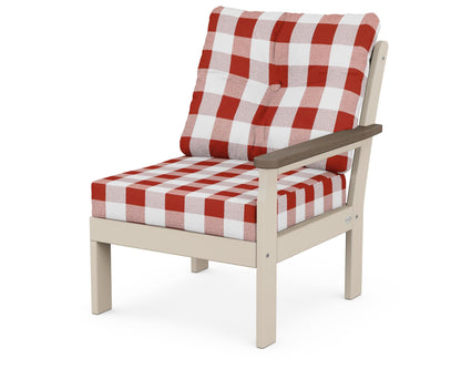 POLYWOOD® Vineyard Modular Right Arm Chair in Sand / Kona / Buffalo Plaid Crimson