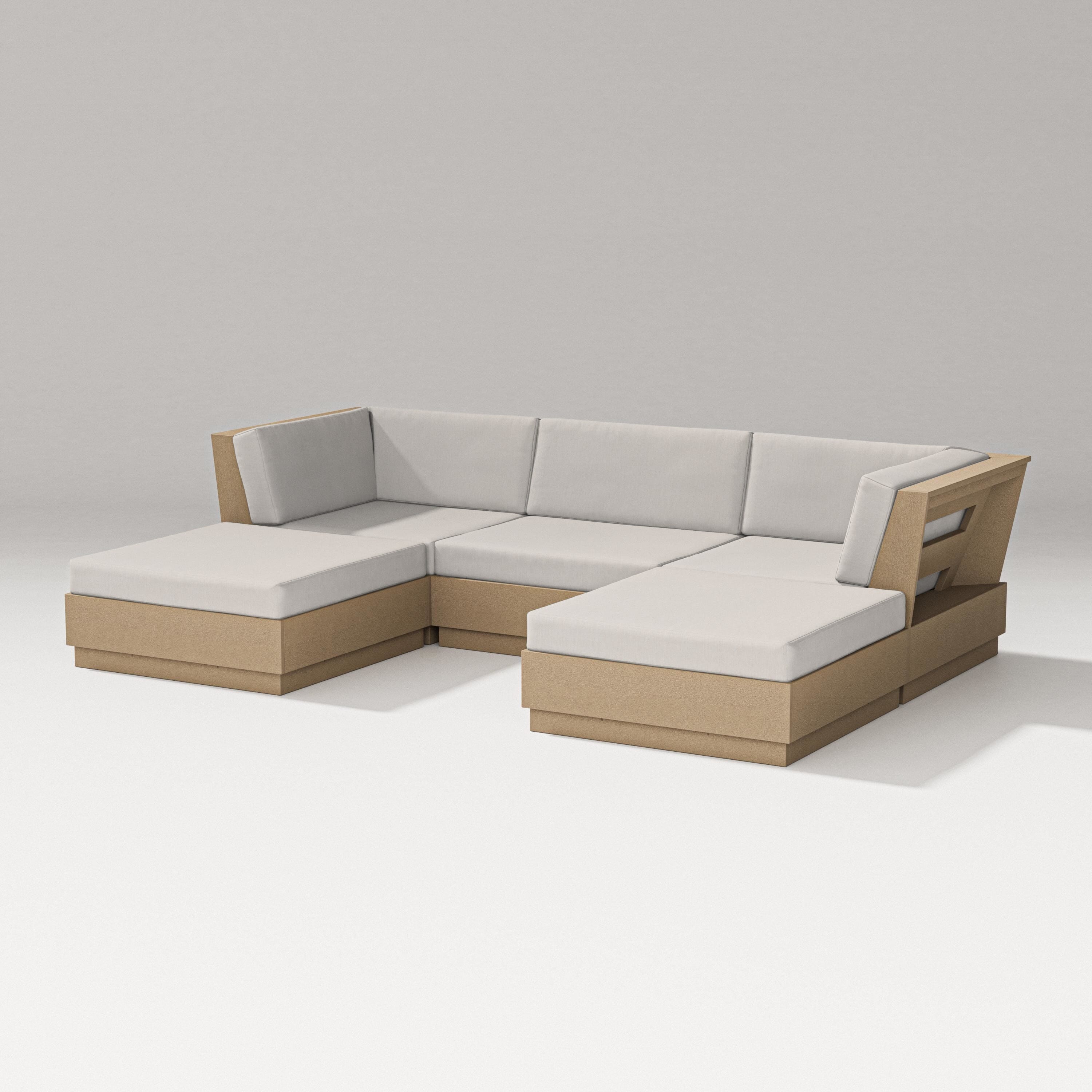 PW Designer Series Elevate Double Chaise Sectional in Vintage Sahara / Cast Ash