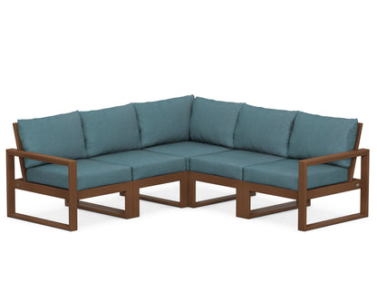 POLYWOOD® EDGE 5-Piece Modular Deep Seating Set in Teak / Ocean Teal