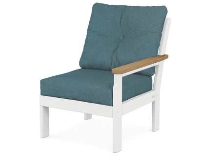 POLYWOOD® Vineyard Modular Right Arm Chair in White / Natural / Ocean Teal