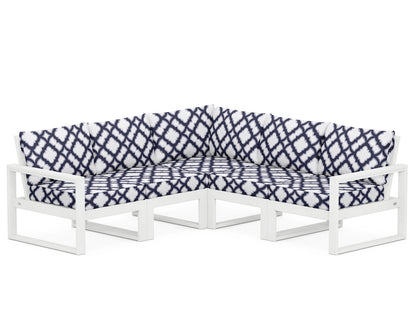POLYWOOD® EDGE 5-Piece Modular Deep Seating Set in White / Trellis Navy