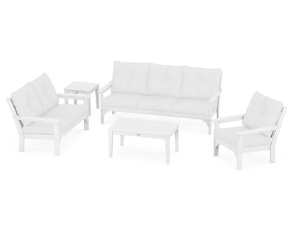 POLYWOOD® Vineyard 5 Piece Deep Seating Set in White / Natural