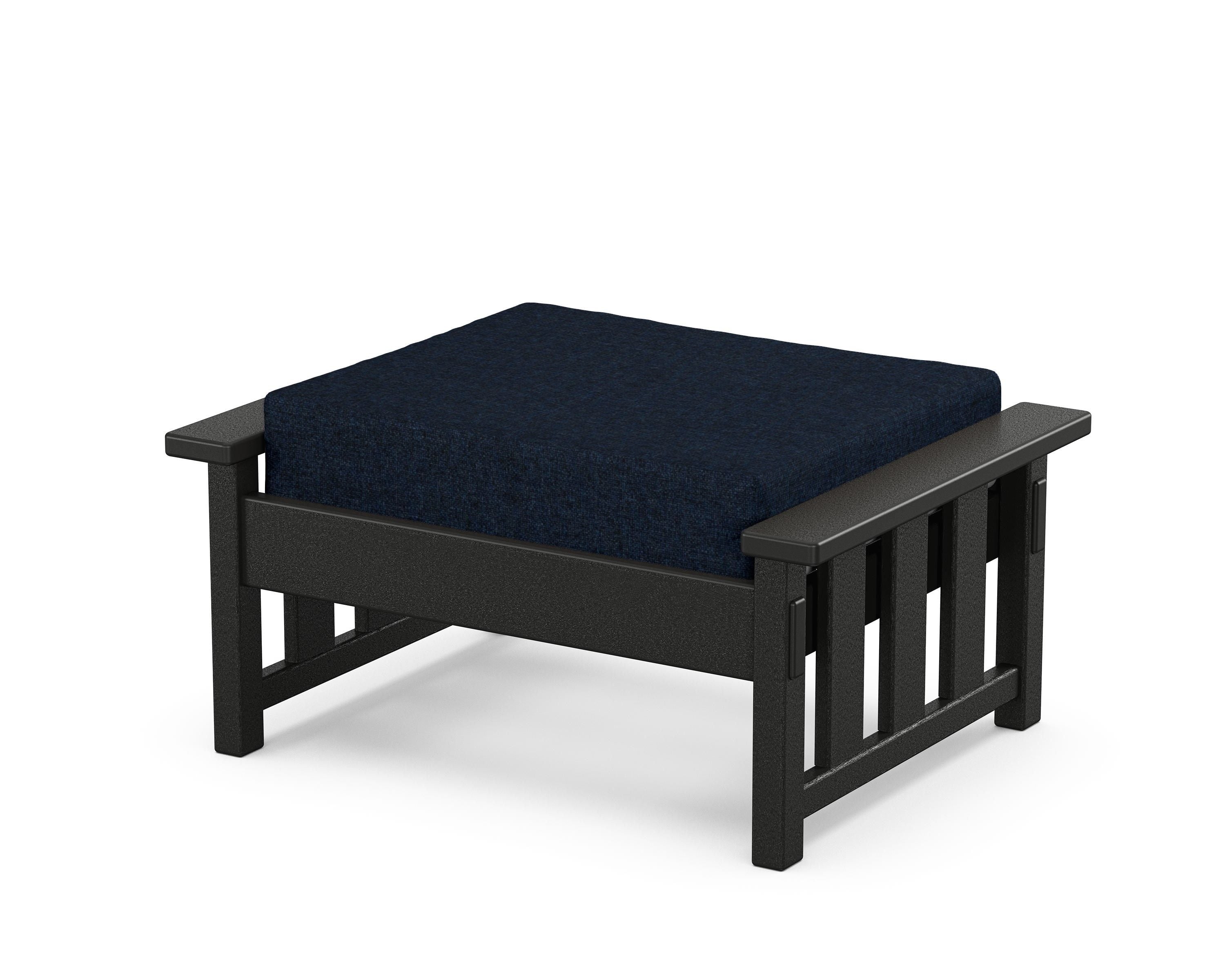 Martha Stewart by POLYWOOD® Acadia Deep Seating Ottoman in Black / Marine Indigo
