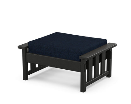 Martha Stewart by POLYWOOD® Acadia Deep Seating Ottoman in Black / Marine Indigo