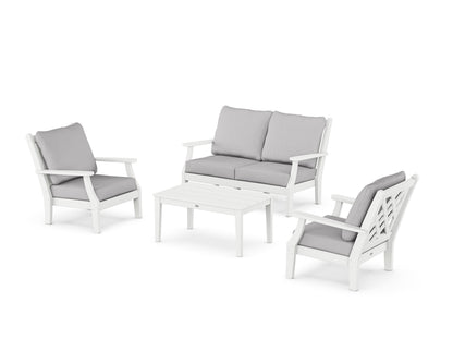 Country Living Wovendale 4-Piece Deep Seating Set with Loveseat in White / Granite