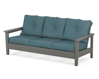 POLYWOOD® Prescott Deep Seating Sofa in Slate Grey / Ocean Teal