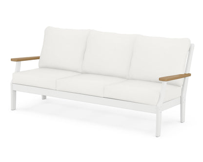 POLYWOOD® Braxton Deep Seating Sofa in White / Natural / Natural Linen