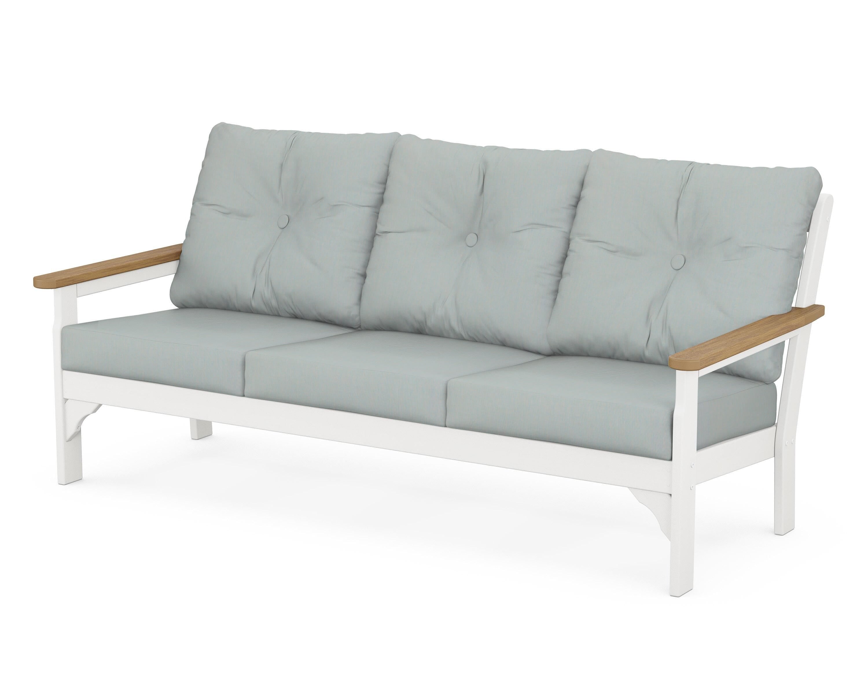 POLYWOOD® Vineyard Deep Seating Sofa in White / Natural / Spa