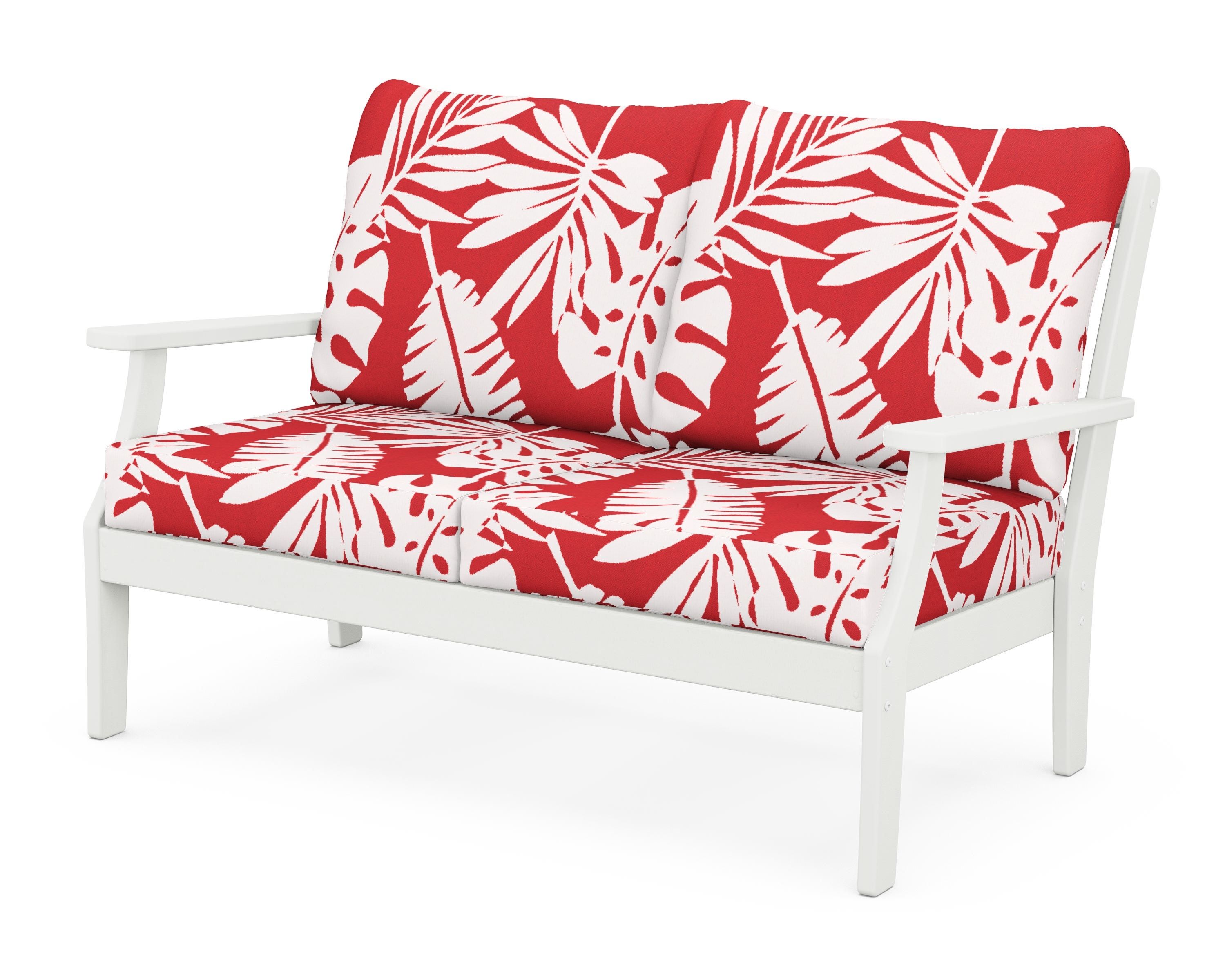 POLYWOOD® Braxton Deep Seating Loveseat in Vintage White / Leaf Crimson