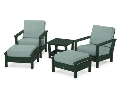 POLYWOOD® Harbour 5-Piece Deep Seating Chair Set in Green / Glacier Spa