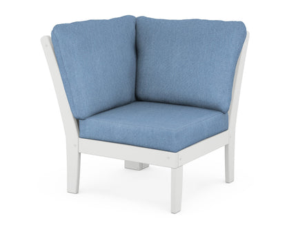 POLYWOOD® Braxton Modular Corner Chair in White / Sky Blue