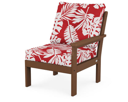 POLYWOOD® Vineyard Modular Right Arm Chair in Teak / Leaf Crimson