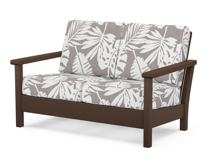 POLYWOOD® Harbour Deep Seating Loveseat in Mahogany / Leaf Grey Mist