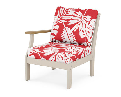 POLYWOOD® Braxton Modular Left Arm Chair in Sand / Natural / Leaf Crimson