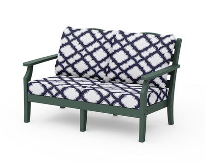 Draper James™ by  POLYWOOD® Savannah Deep Seating Loveseat in Green / Trellis Navy