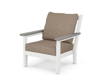 POLYWOOD® Chippendale Deep Seating Chair in White / Driftwood / Spiced Burlap