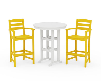 POLYWOOD® La Casa Café 3-Piece Round Farmhouse Bar Set in Lemon / White
