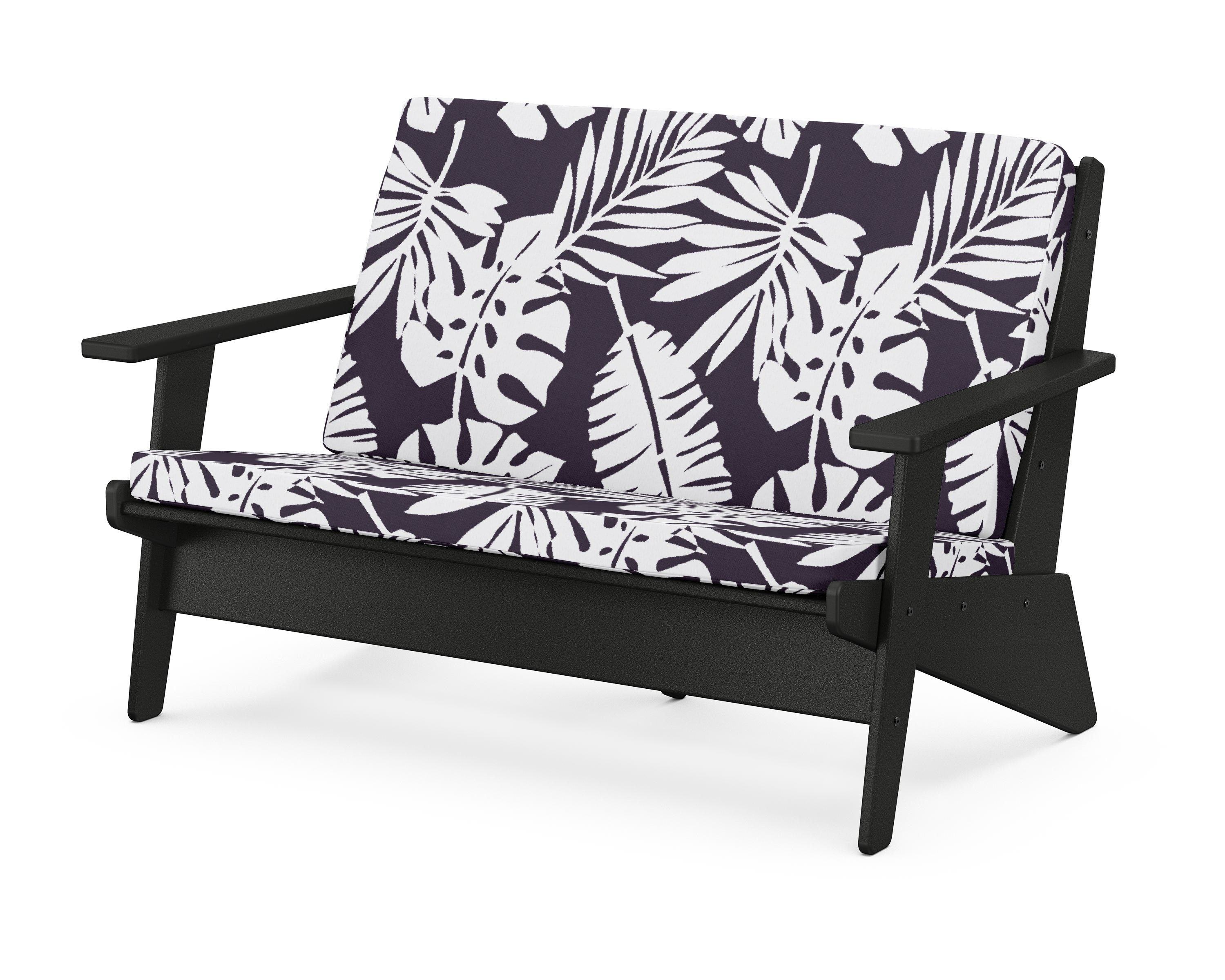 POLYWOOD® Riviera Modern Lounge Loveseat in Black / Leaf Navy