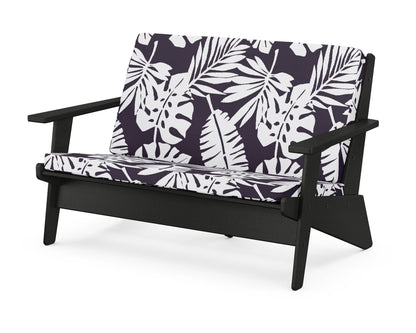 POLYWOOD® Riviera Modern Lounge Loveseat in Black / Leaf Navy