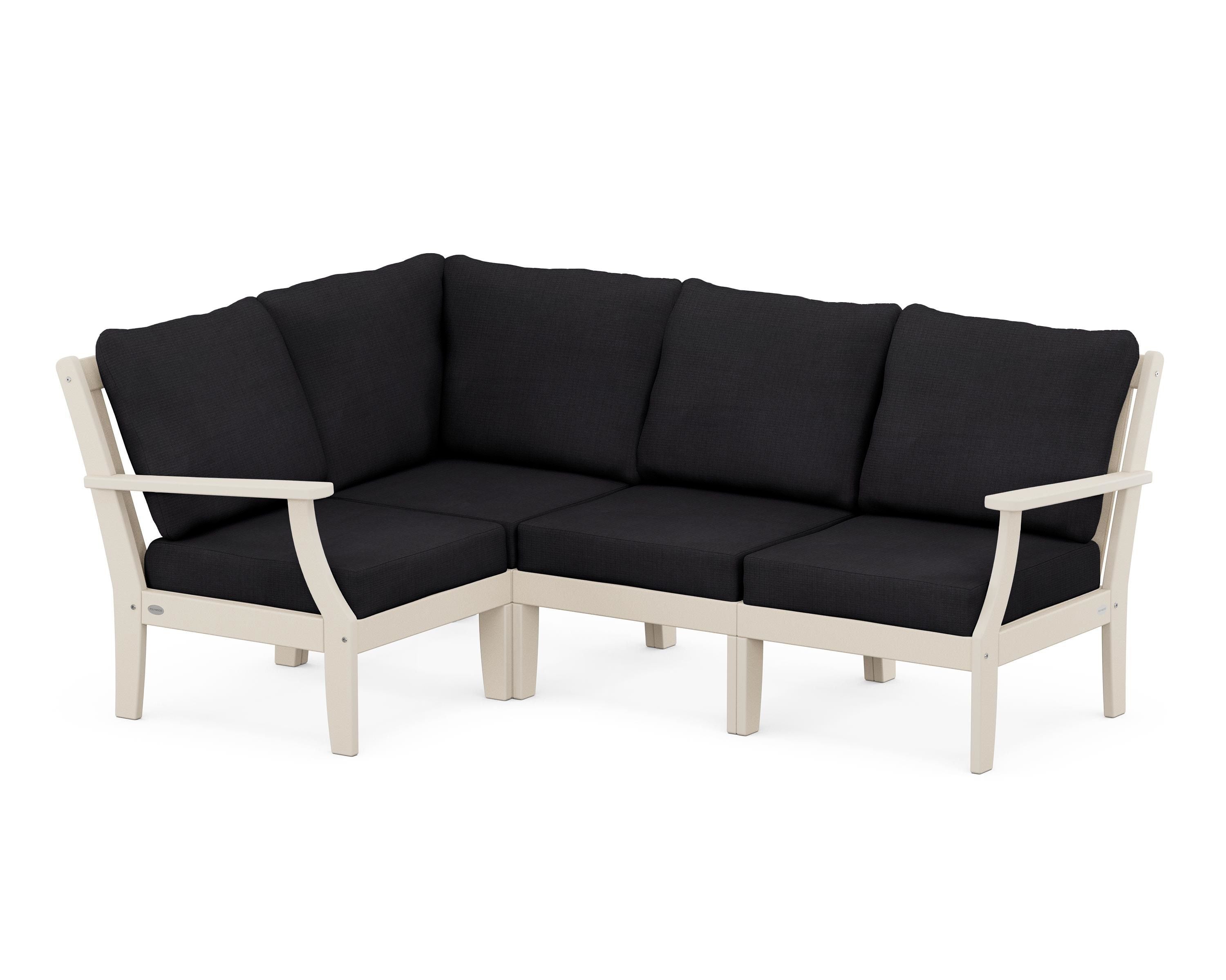 POLYWOOD® Braxton Modular 4-Piece Deep Seating Set in Sand / Midnight Linen