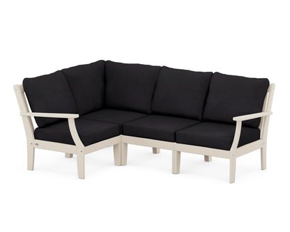 POLYWOOD® Braxton Modular 4-Piece Deep Seating Set in Sand / Midnight Linen