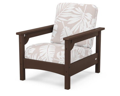 POLYWOOD® Club Chair in Mahogany / Leaf Dune Burlap