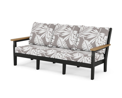 POLYWOOD® Chippendale Deep Seating Sofa in Black / Natural / Leaf Grey Mist