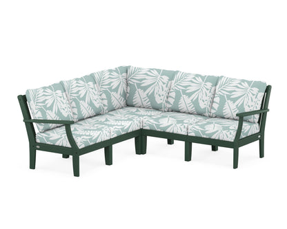 POLYWOOD® Braxton Modular 5-Piece Deep Seating Set in Green / Leaf Glacier Spa