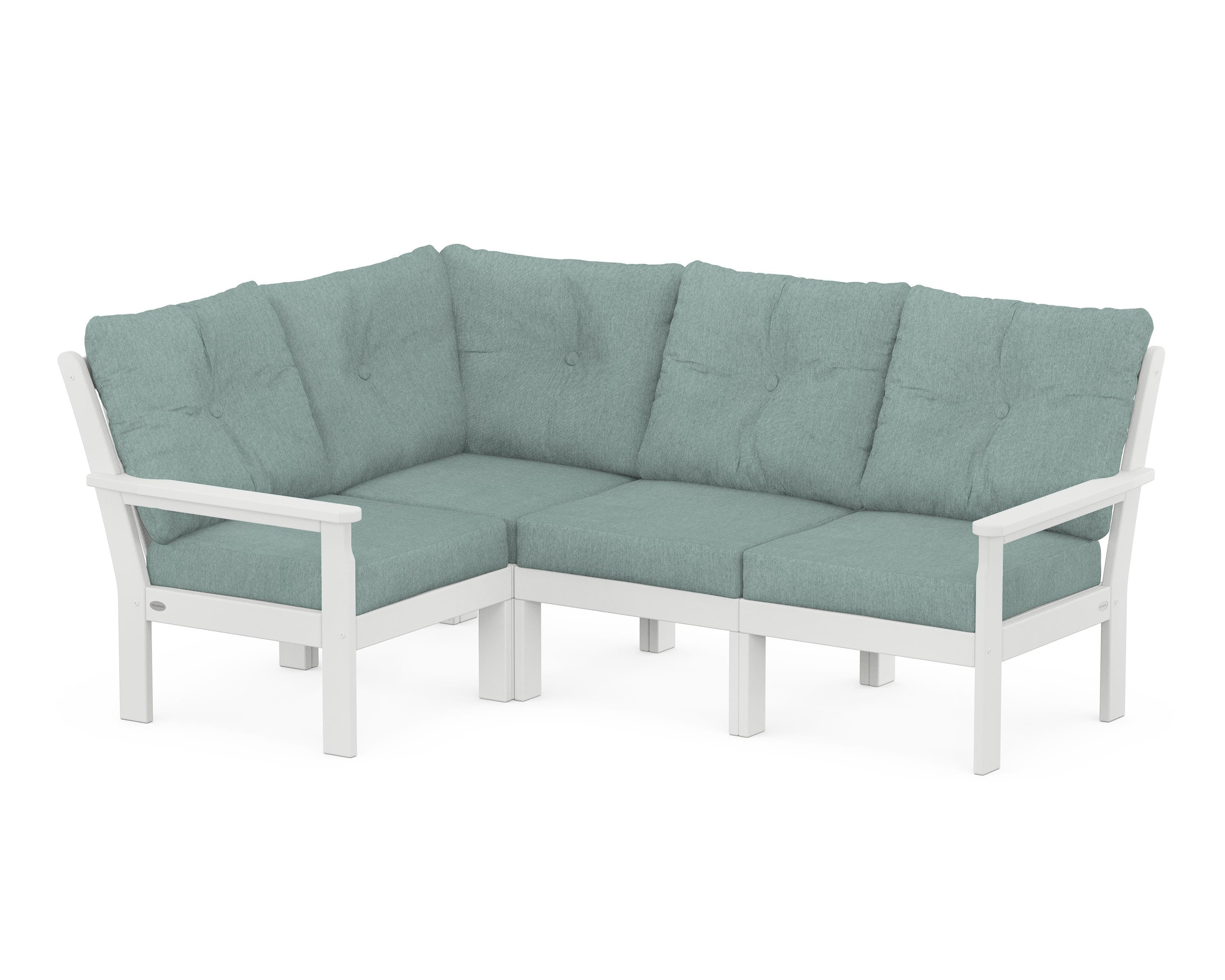 POLYWOOD® Vineyard 4-Piece Sectional in White / Glacier Spa