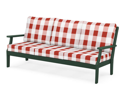 POLYWOOD® Braxton Deep Seating Sofa in Green / Buffalo Plaid Crimson