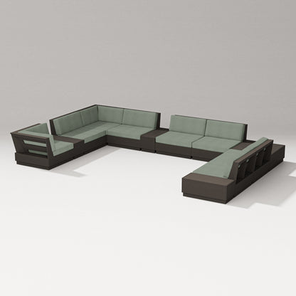 PW Designer Series Elevate 12-Piece Conversation Sectional Set in Vintage Coffee / Cast Sage