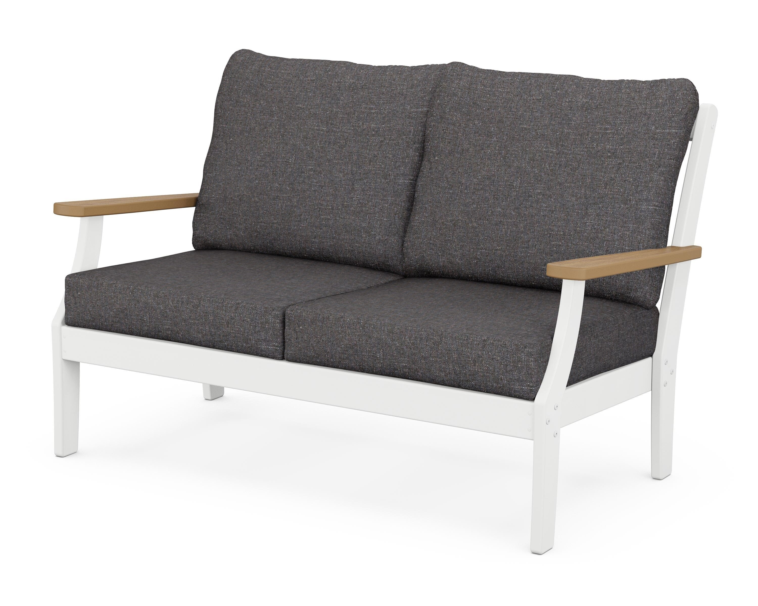 POLYWOOD® Braxton Deep Seating Loveseat in White / Natural / Ash Charcoal