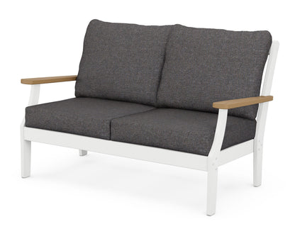 POLYWOOD® Braxton Deep Seating Loveseat in White / Natural / Ash Charcoal