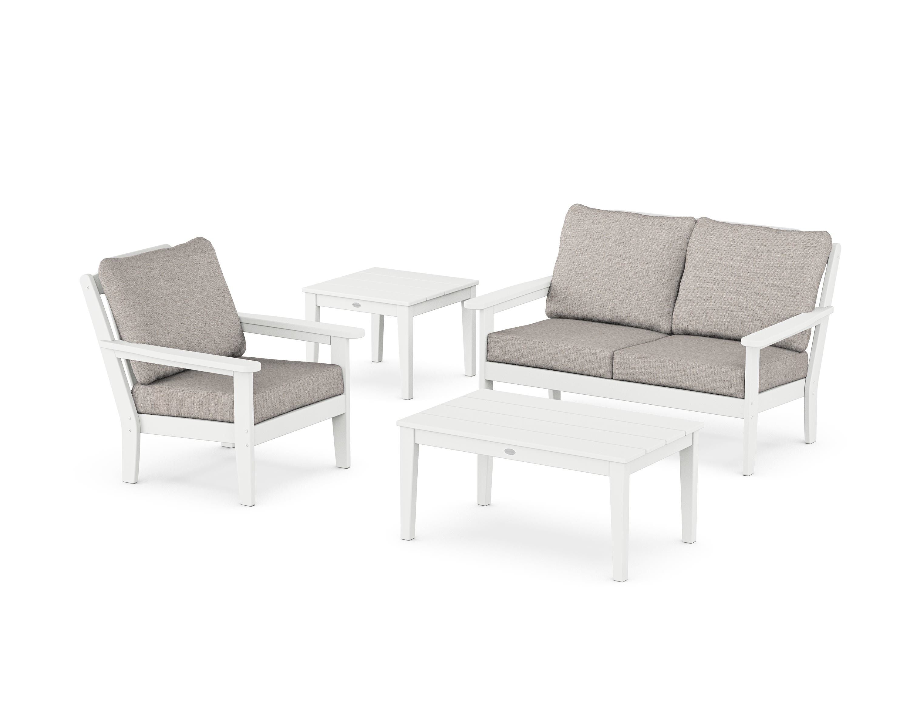 Country Living Wovendale 4-Piece Deep Seating Set in White / Weathered Tweed