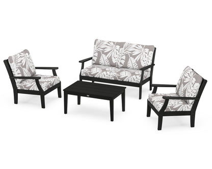 POLYWOOD® Braxton 4-Piece Deep Seating Chair Set in Black / Leaf Grey Mist