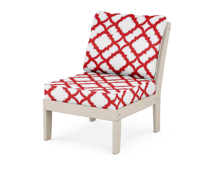 POLYWOOD® Braxton Modular Armless Chair in Sand / Trellis Crimson