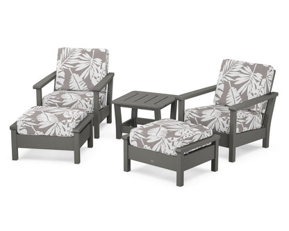 POLYWOOD® Harbour 5-Piece Deep Seating Chair Set in Slate Grey / Leaf Grey Mist