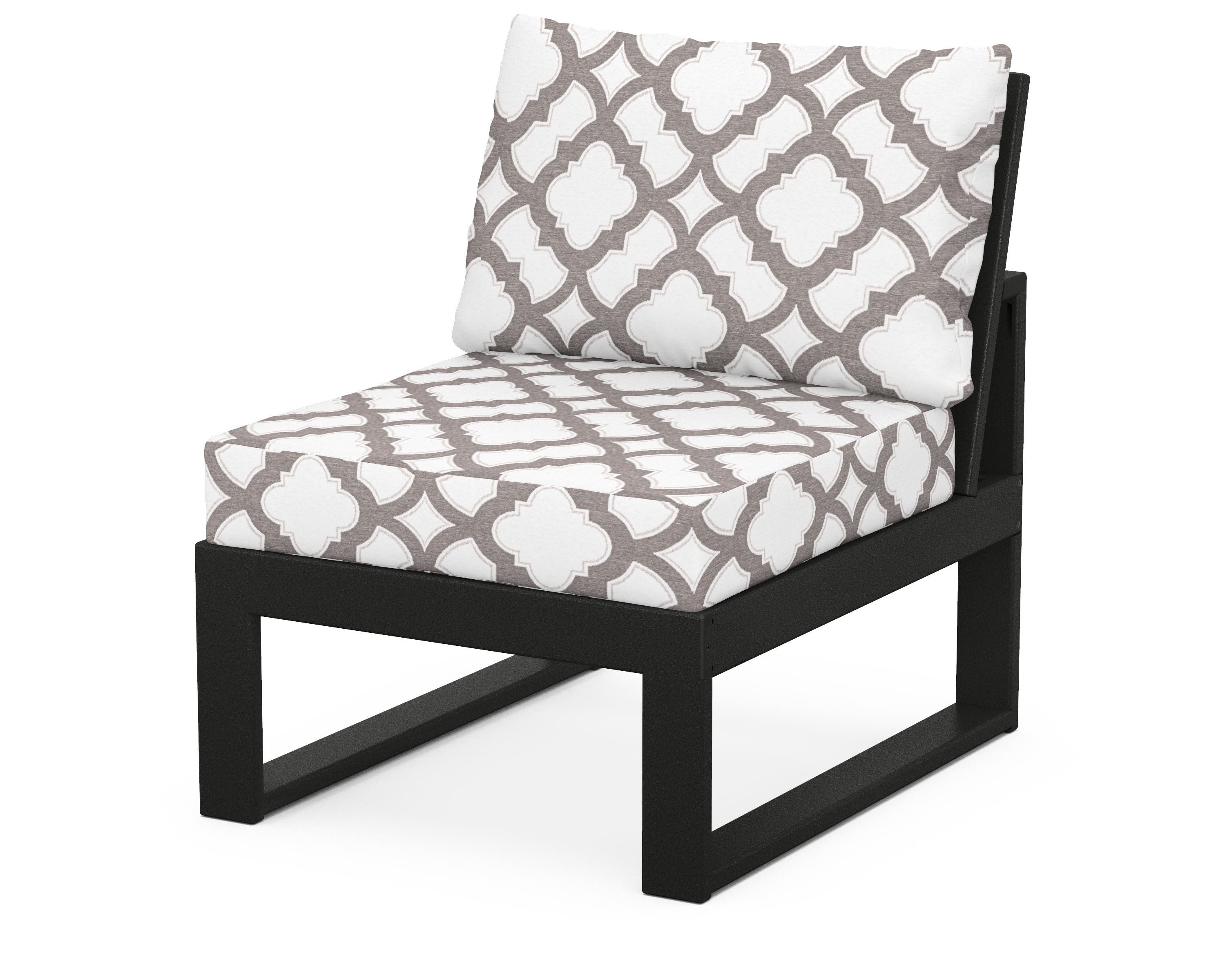 Unbranded Modular Armless Chair in Black / Trellis Grey Mist