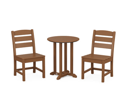 POLYWOOD® Lakeside Side Chair 3-Piece Round Bistro Dining Set in Teak