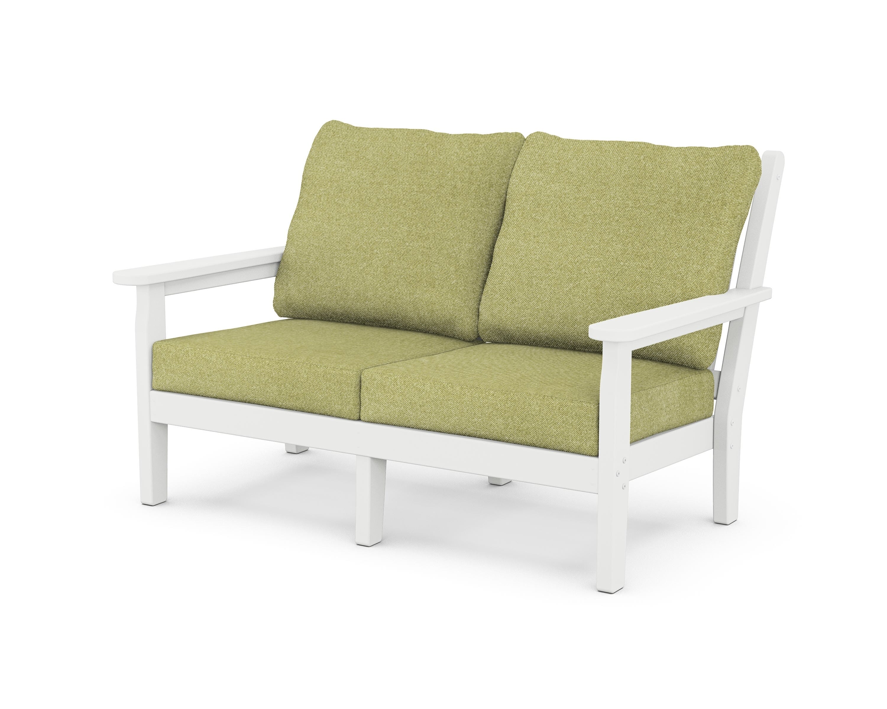 POLYWOOD® Chippendale Deep Seating Loveseat in White / Chartreuse Boucle