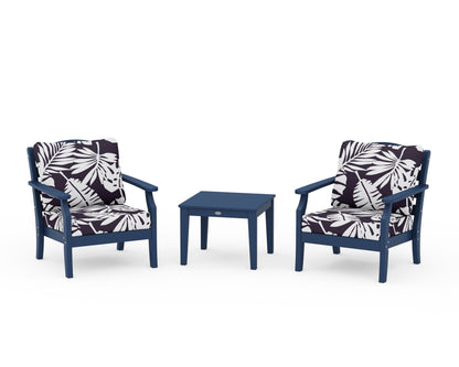Draper James™ by  POLYWOOD® Savannah 3-Piece Deep Seating Set in Navy / Leaf Navy