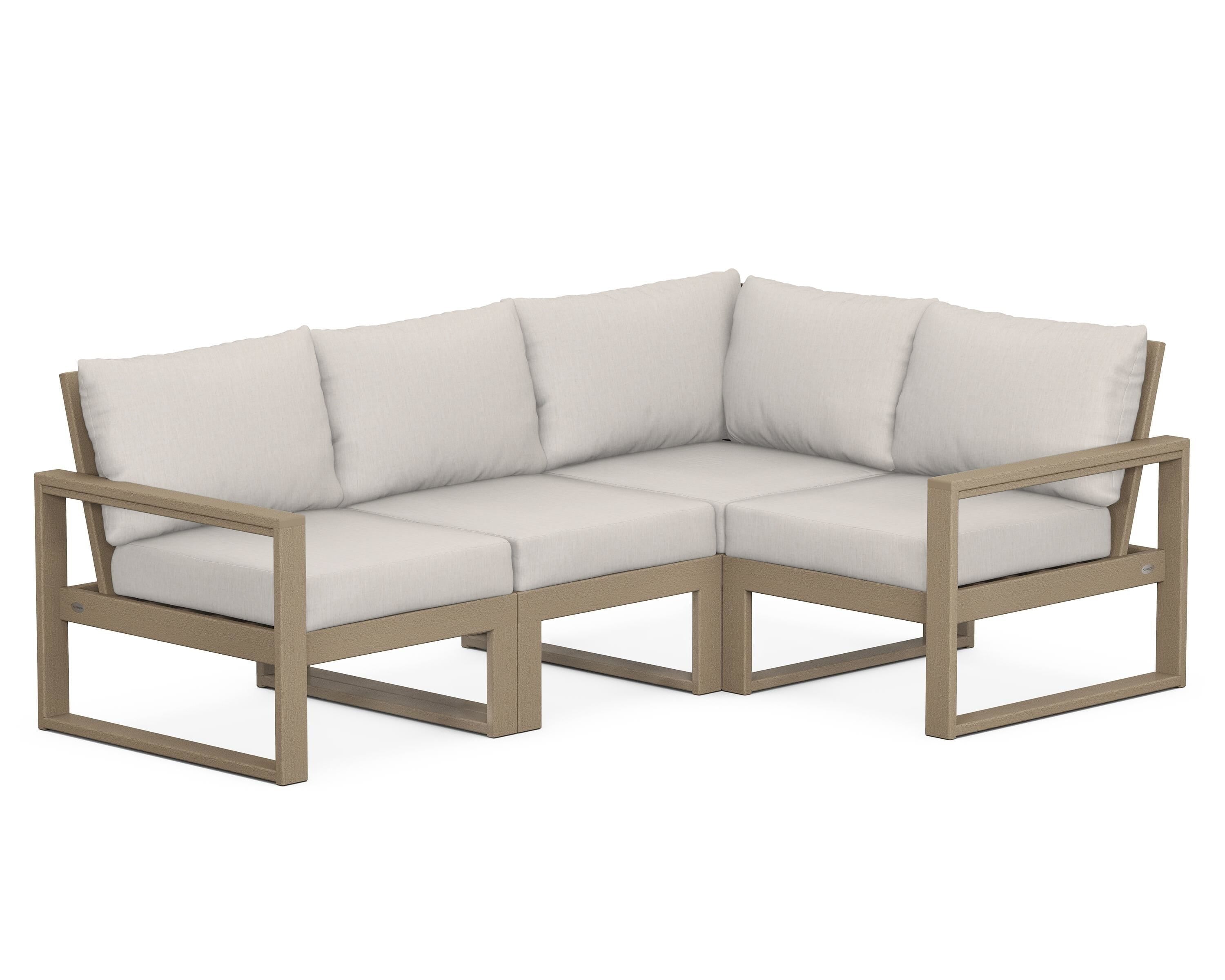 POLYWOOD® EDGE 4-Piece Modular Deep Seating Set in Vintage Sahara / Cast Ash