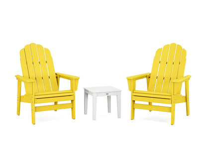 POLYWOOD® 3-Piece Vineyard Grand Upright Adirondack Set in Lemon / White